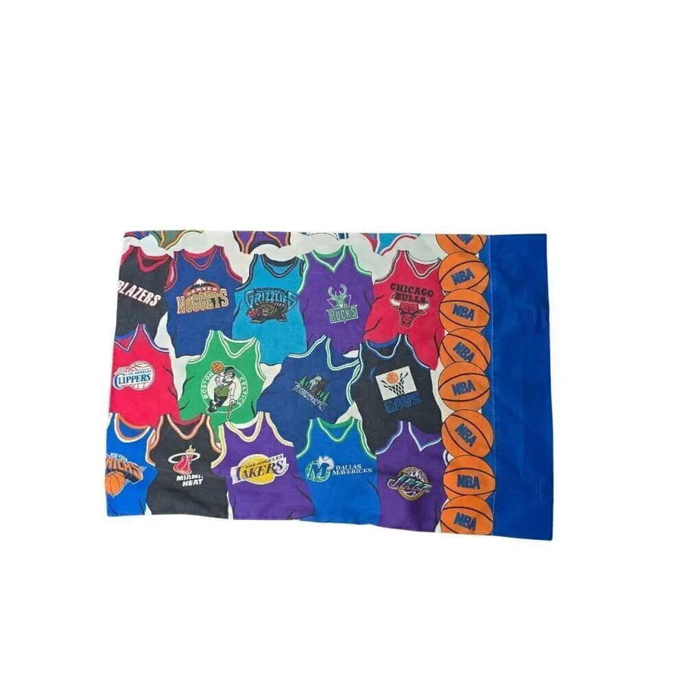 Vintage 90s Springs NBA All Team Jersey Pillowcase Lakers Miami Heat Chicago